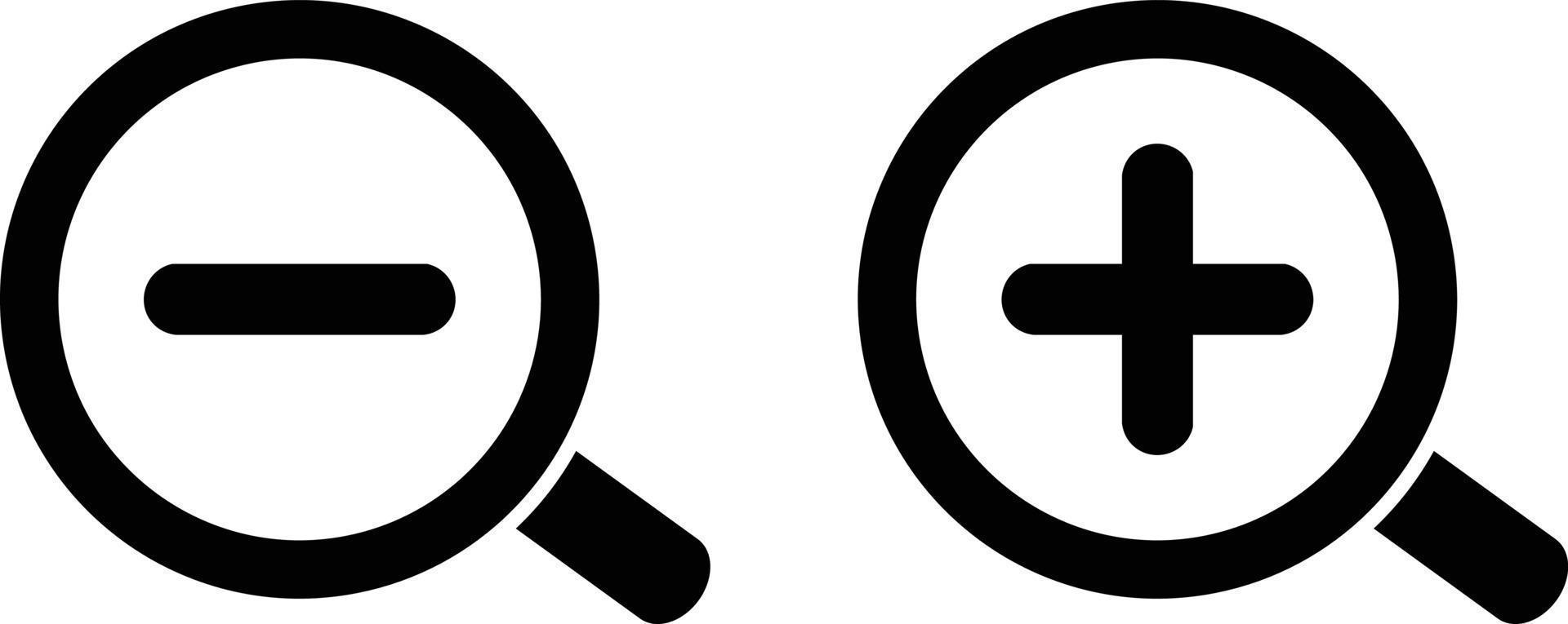 Zoom, Minus, Plus Black Icon Set vector