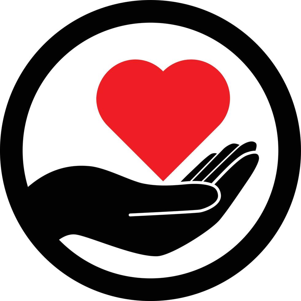Hand in in Circle Care Icon family and love hand holding vector