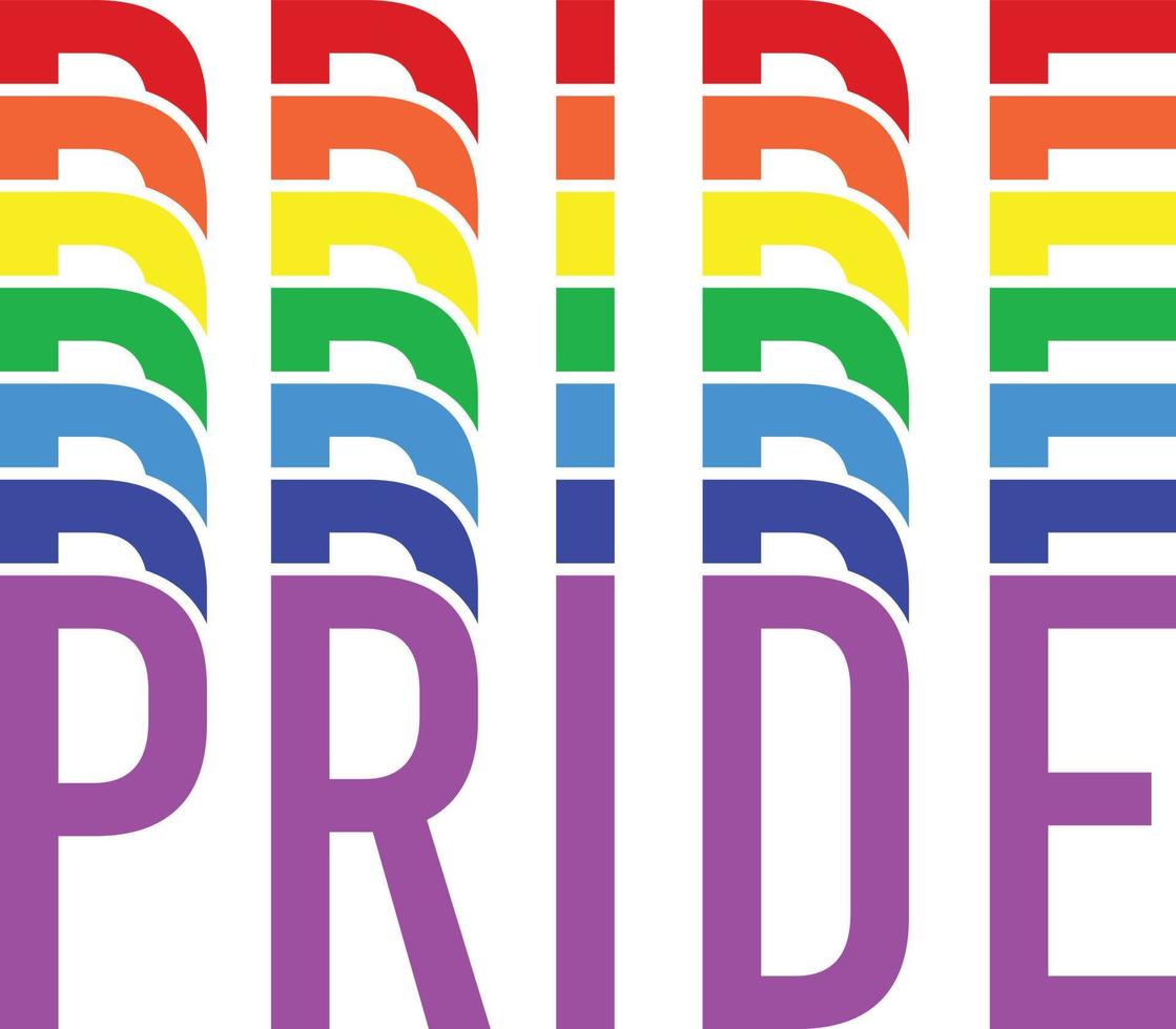 Pride Rainbow Color Text with Offset Outline Stroke vector