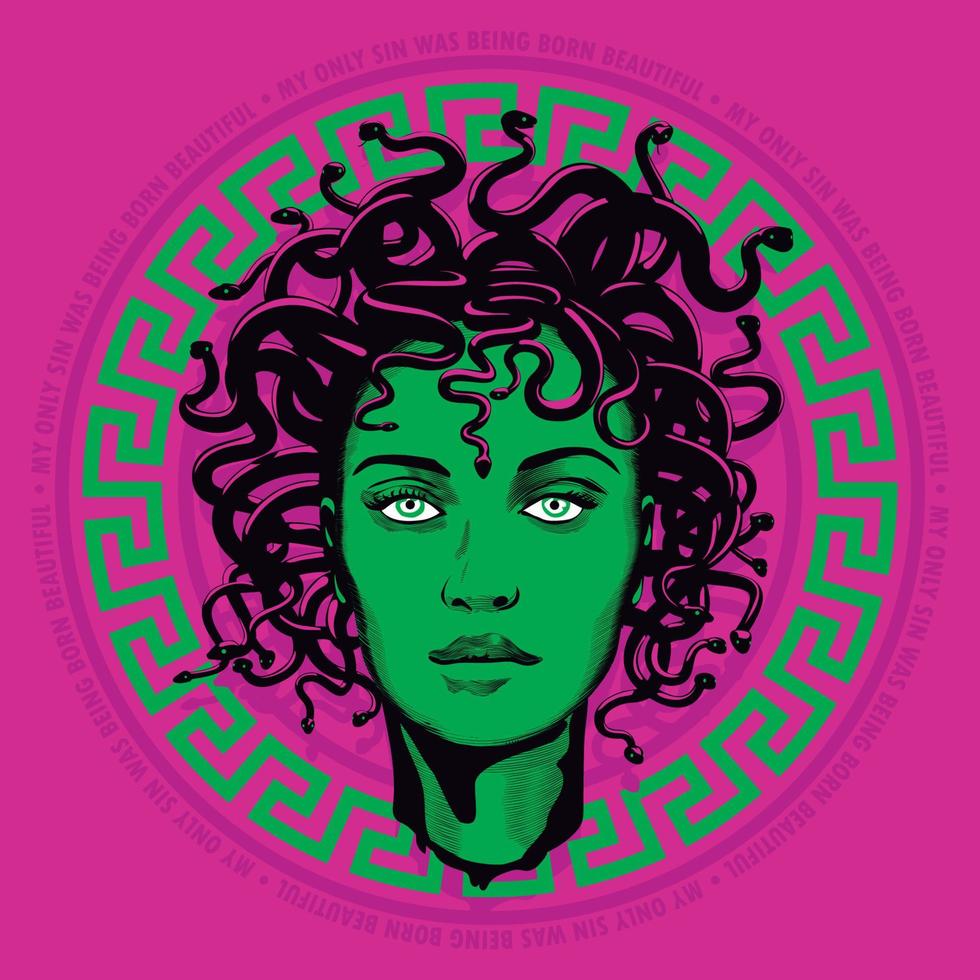 medusa, mi unico pecado fue haber nacido hermosa vector