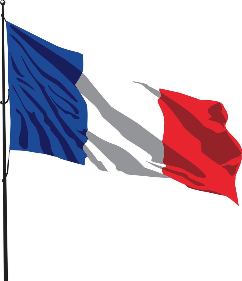 bandera de francia, dia de francia, bandera en el viento vector