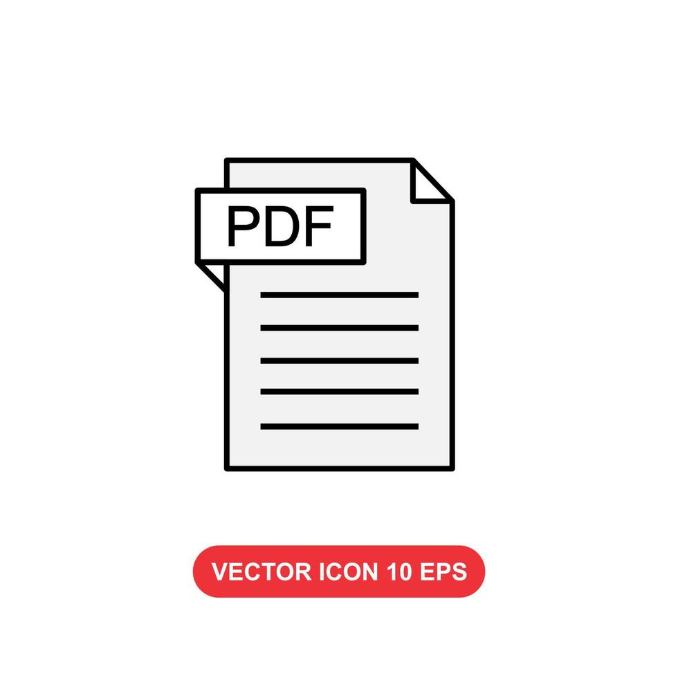Pdf Icon vector sign isolated for graphic and web design