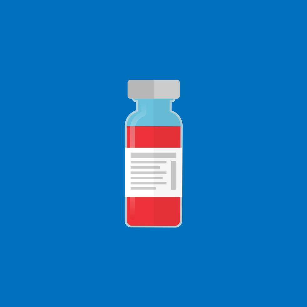 medical ampoule with vaccine icon in flat style. vector