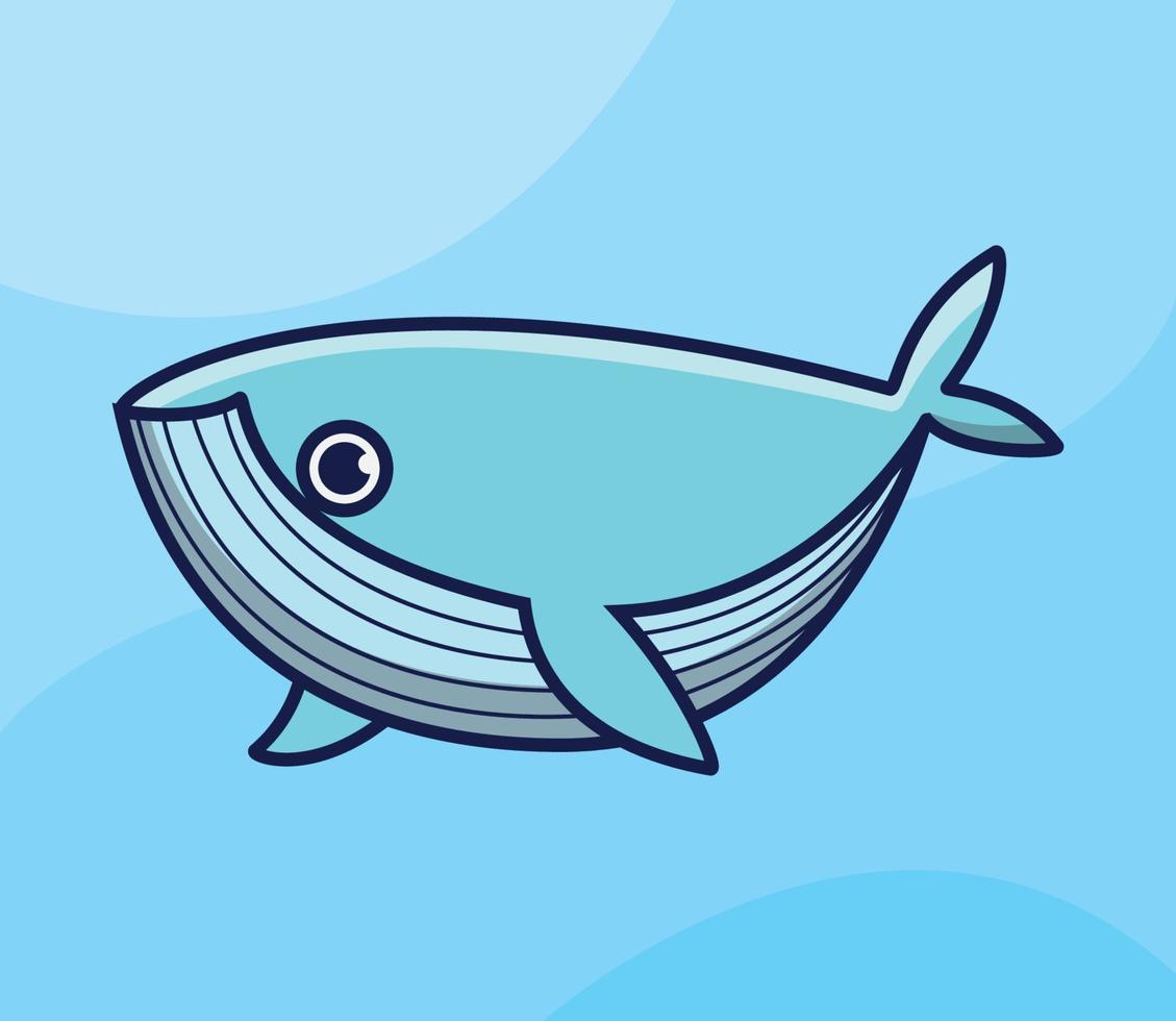 linda ilustración de icono de vector de dibujos animados de ballena. concepto de icono de naturaleza animal vector premium aislado.