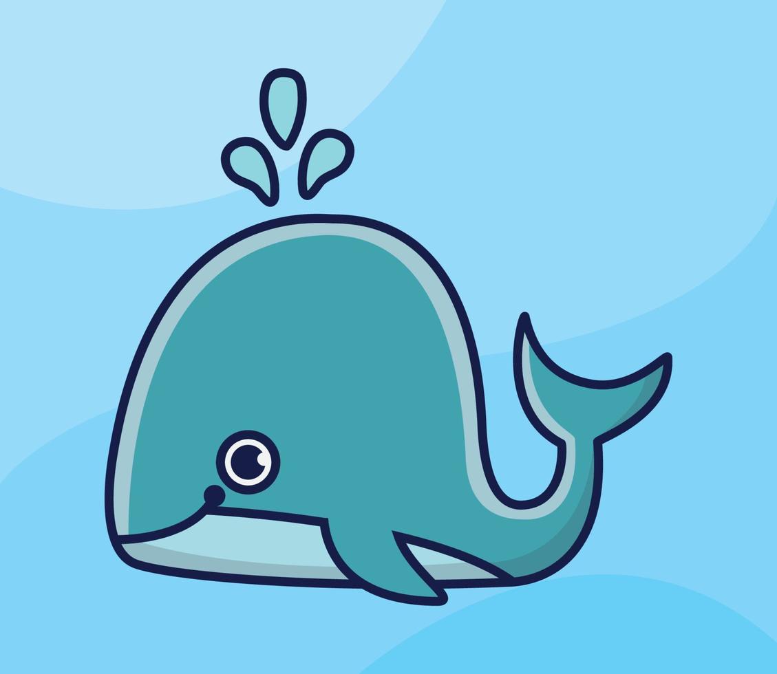 linda ilustración de icono de vector de dibujos animados de ballena. concepto de icono de naturaleza animal vector premium aislado.