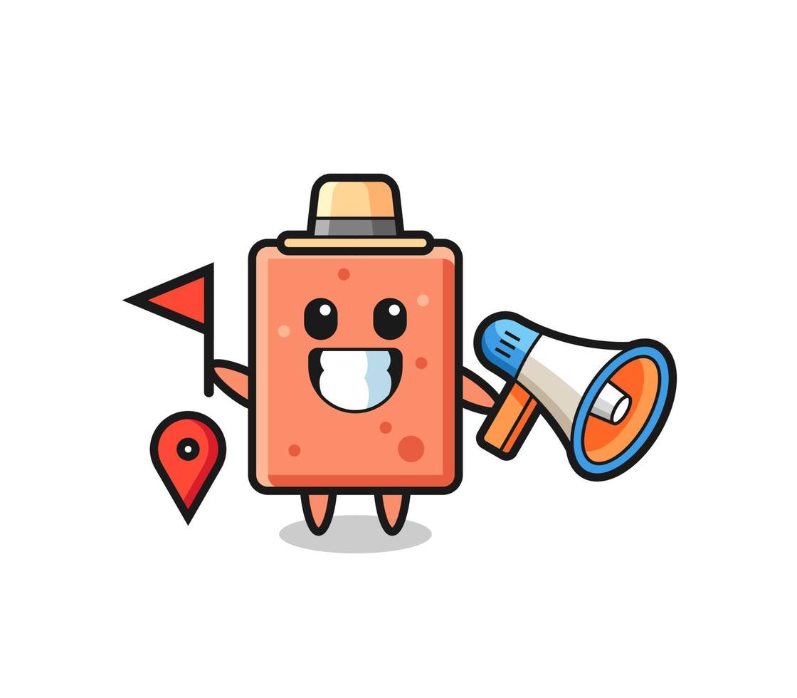 Character cartoon of brick as a tour guide vector