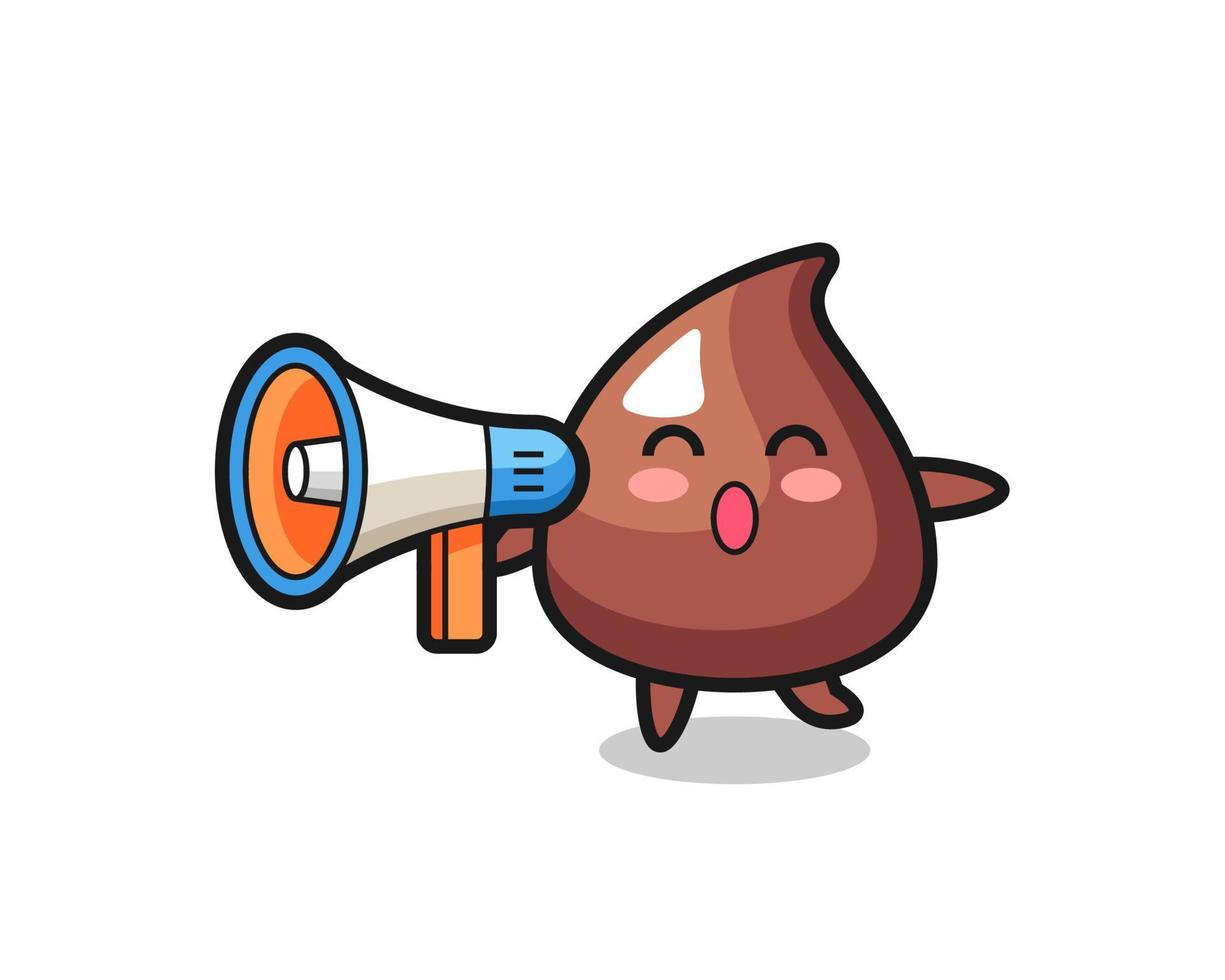 choco chip character illustration holding a megaphone vector