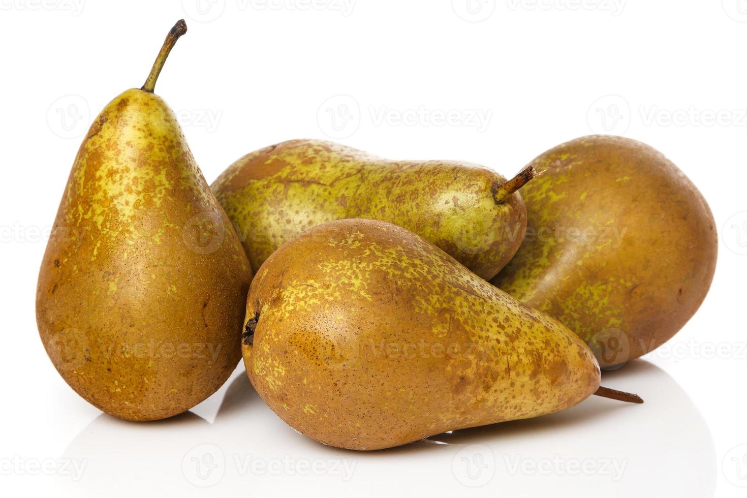 Fresh pears on white background photo