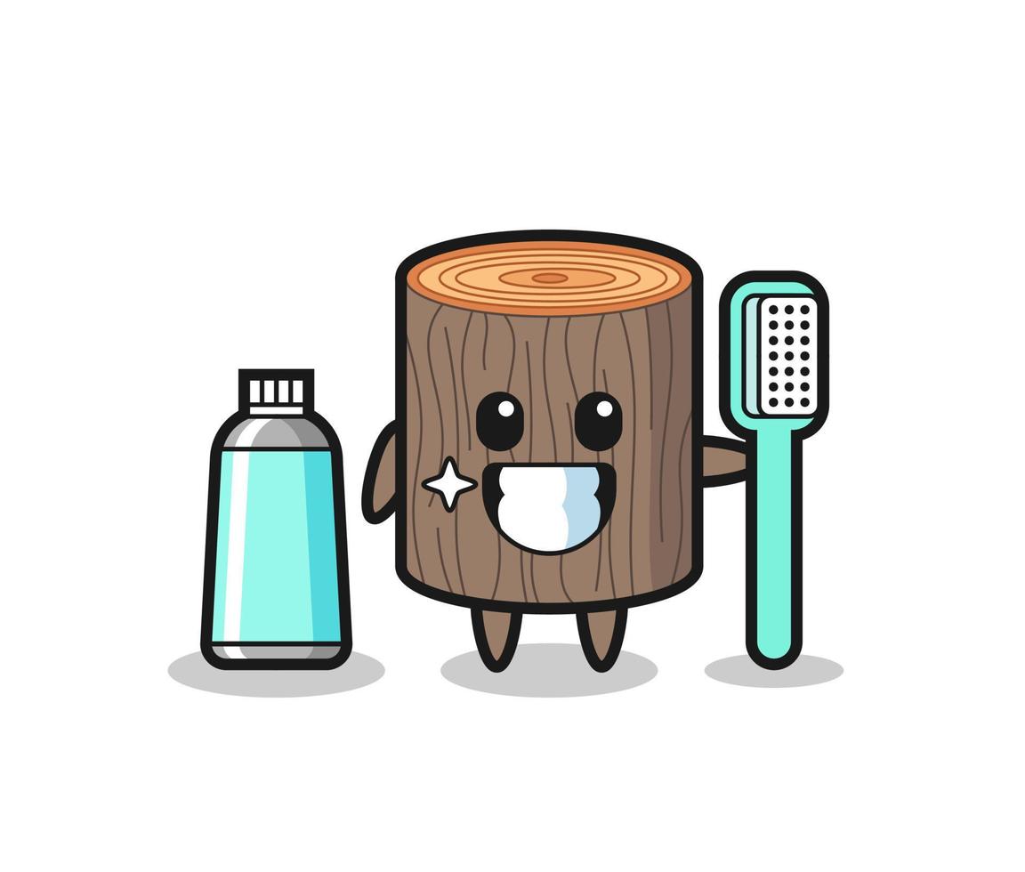 Mascot Illustration of tree stump with a toothbrush vector