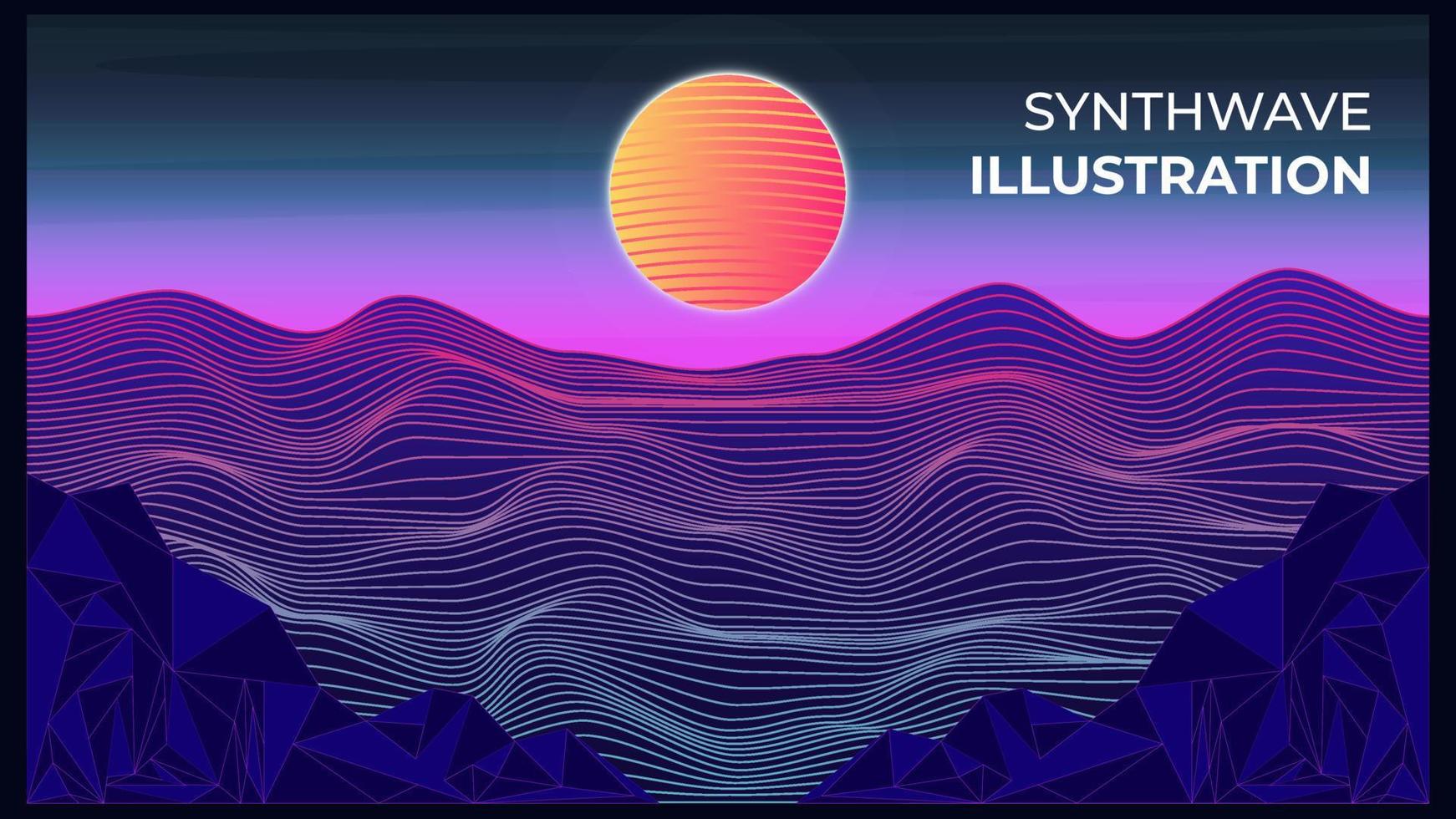 Synthwave illustration Free Vector