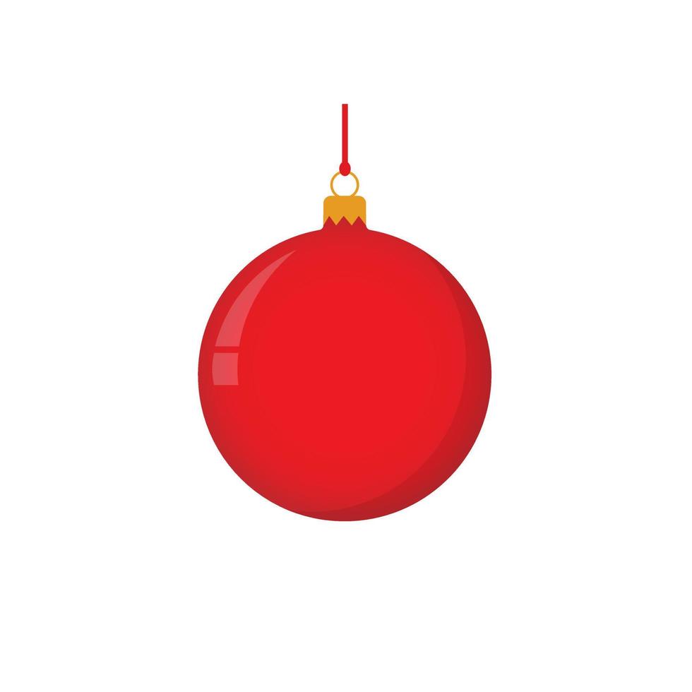 bola de Navidad. decoración de adornos rojos, aislada en un fondo blanco. símbolo feliz año nuevo, vacaciones de navidad, invierno. vector