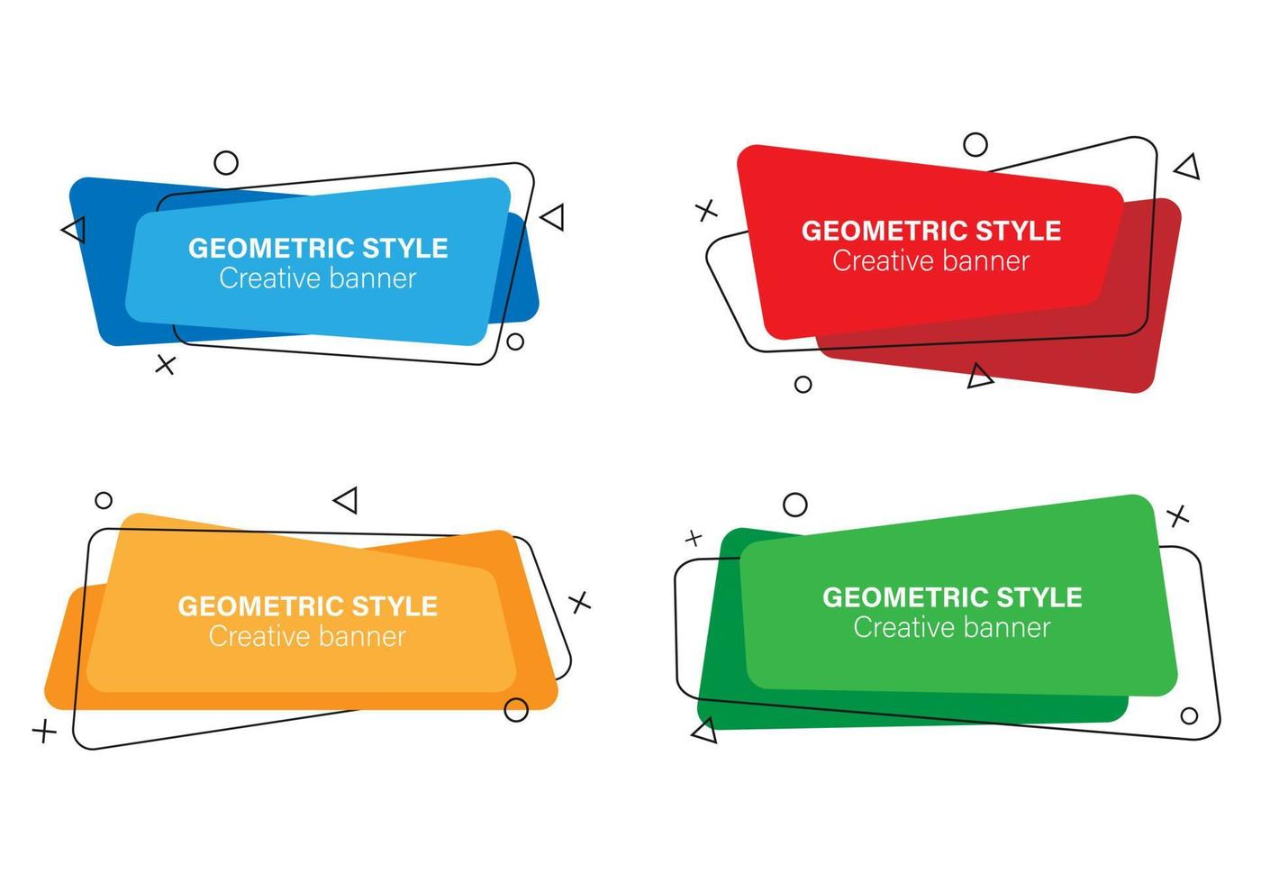 conjunto de banners de moda de diferentes colores y formas hechas en estilo plano vector