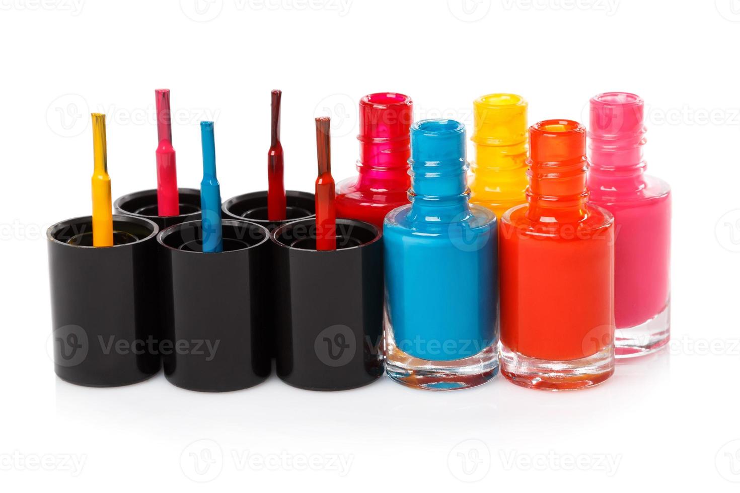 Bottles with a colorful nail polish photo