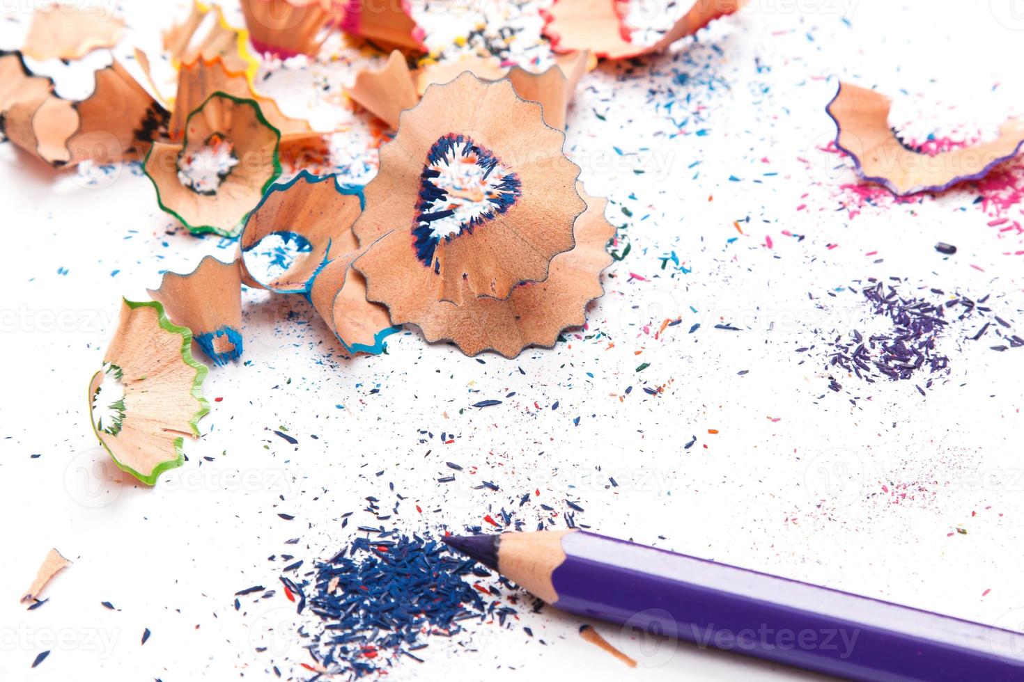 Multicolored pencils and shavings photo