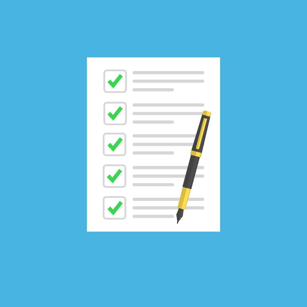 checklist or document with green checkmarks. vector