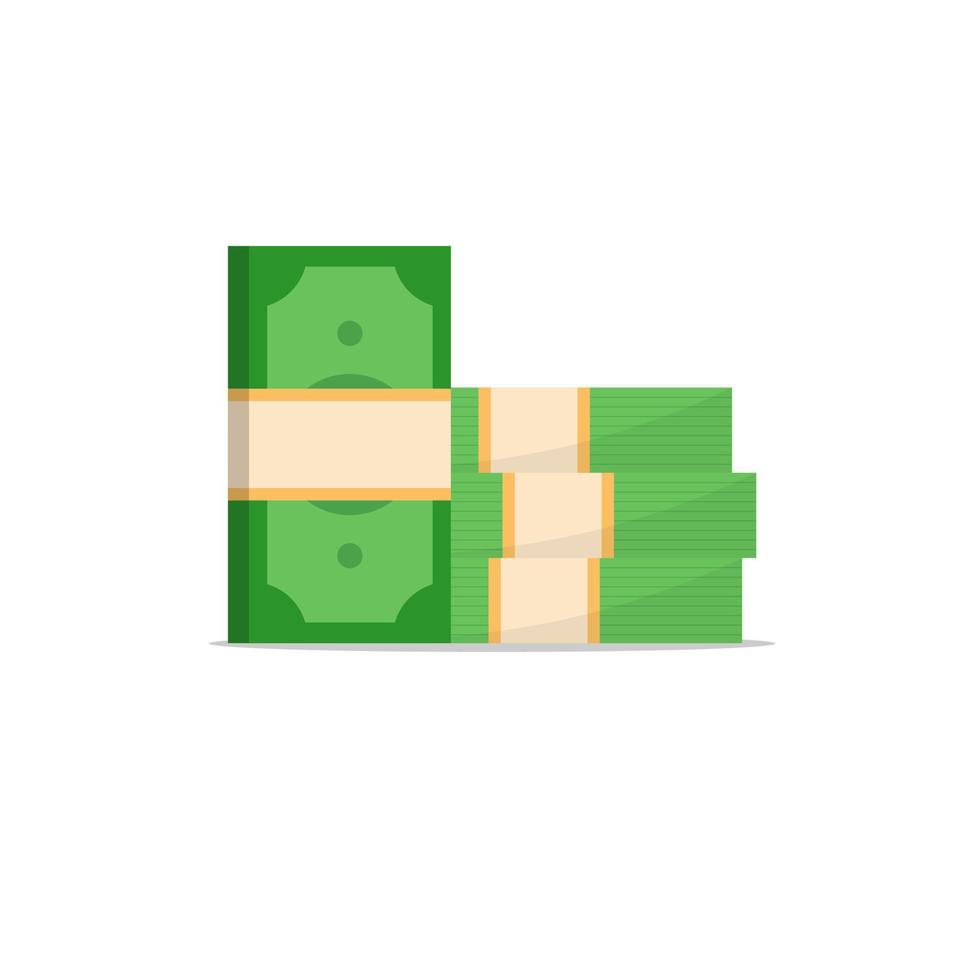stack of money, pile of cash flat cartoon style, american dollars. vector