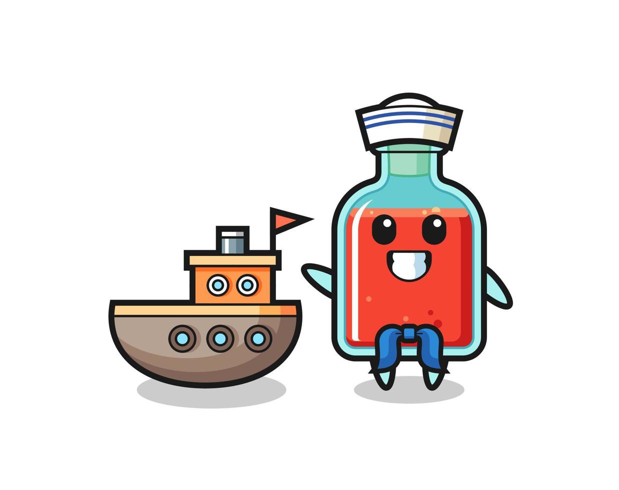 Character mascot of square poison bottle as a sailor man vector