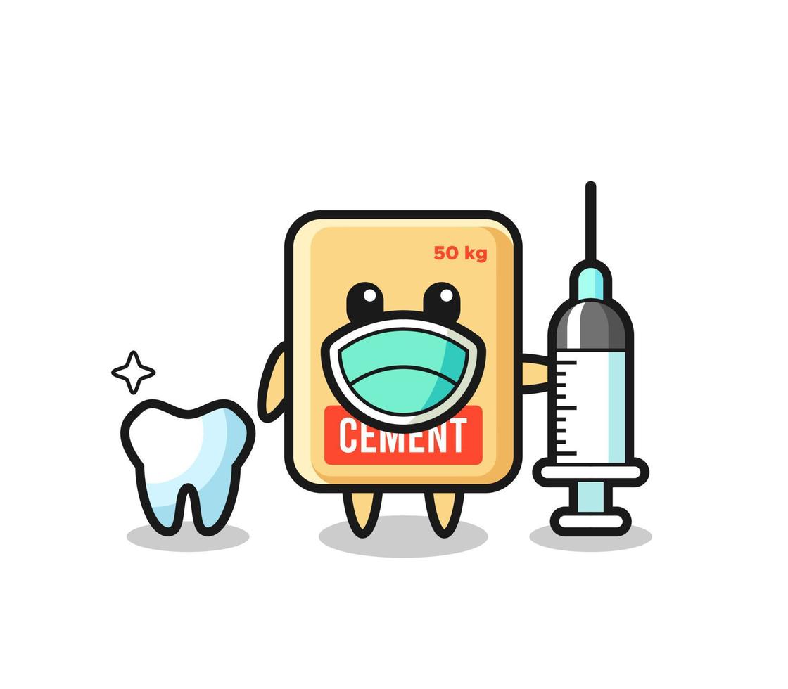 Mascot character of cement sack as a dentist vector