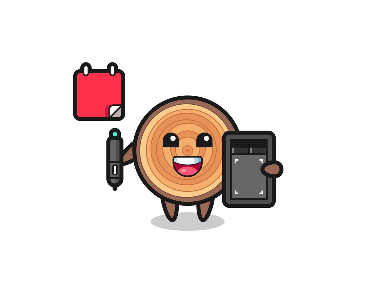 Illustration of wood grain mascot as a graphic designer vector