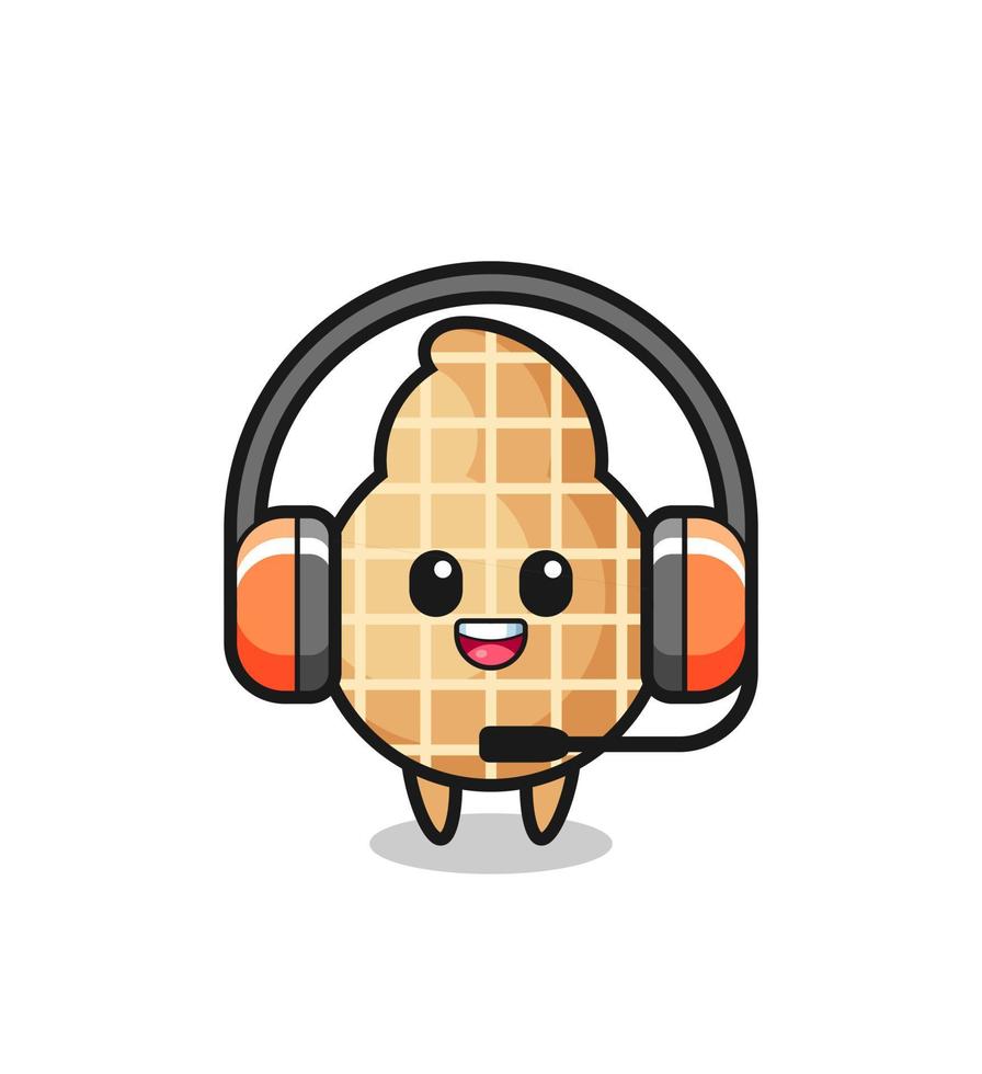 Cartoon mascot of peanut as a customer service vector