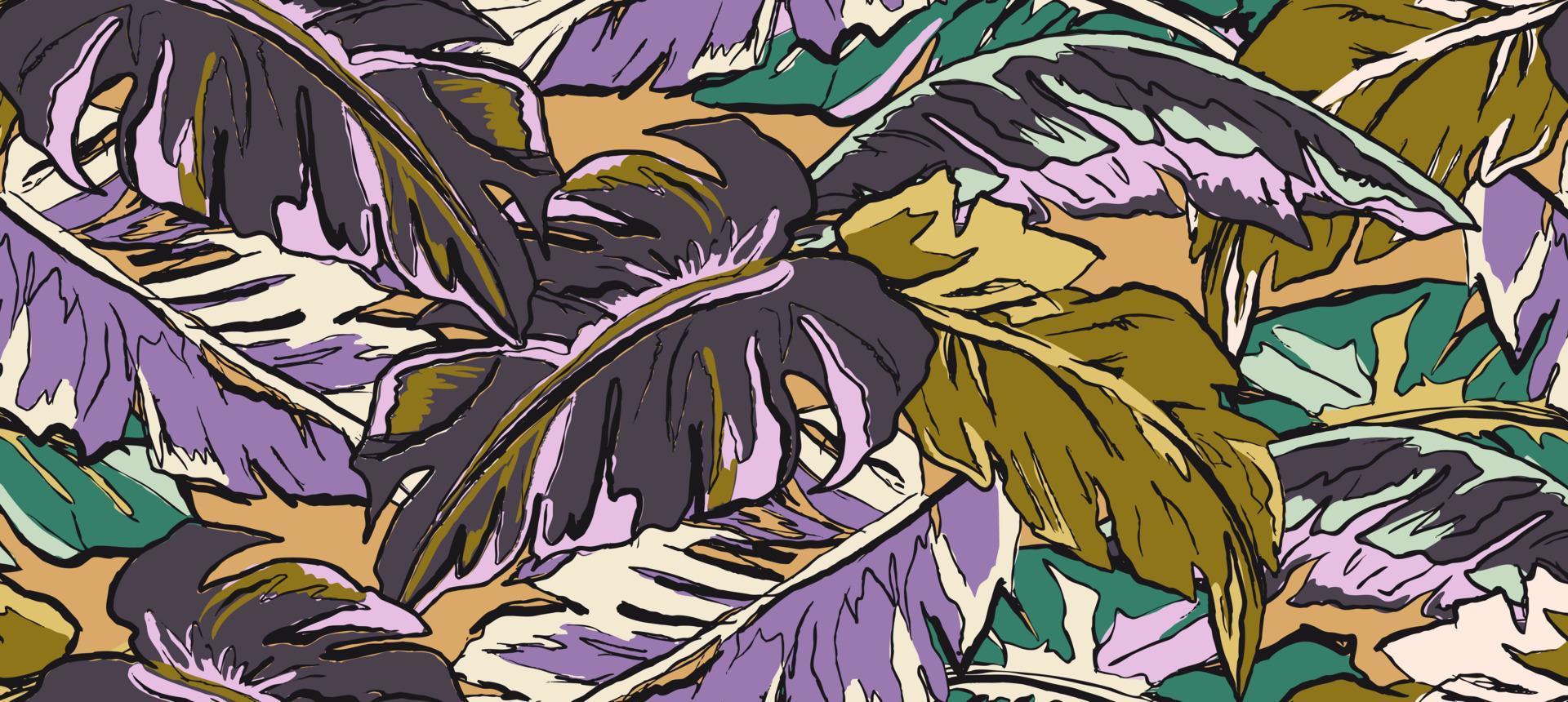 patrón de ilustraciones de follaje otoñal, con hojas multicolores dibujadas a mano, perfecto para telas y decoración vector