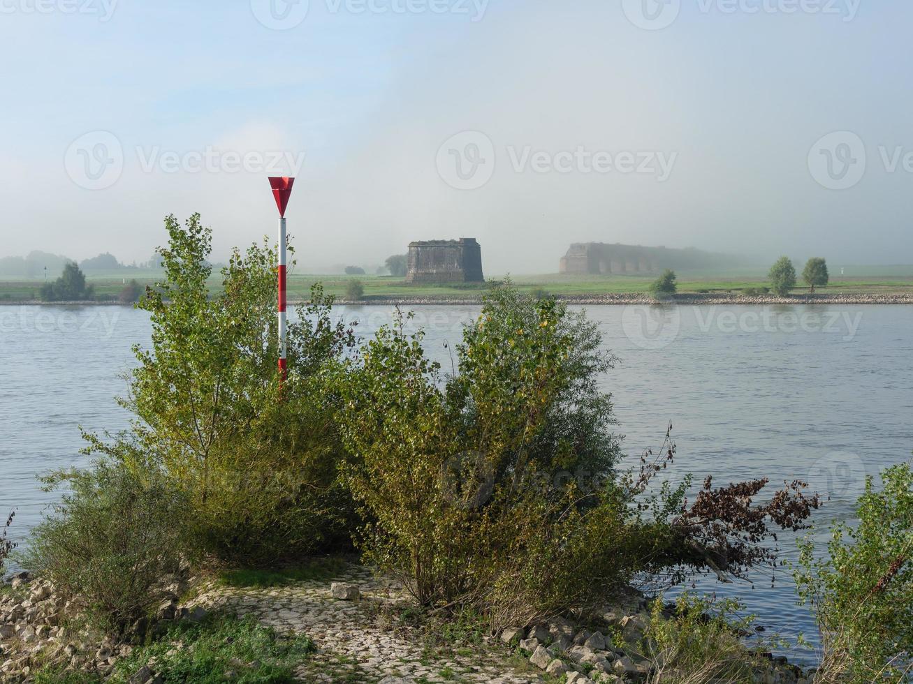 the Rhine river near Wesel in the morning photo