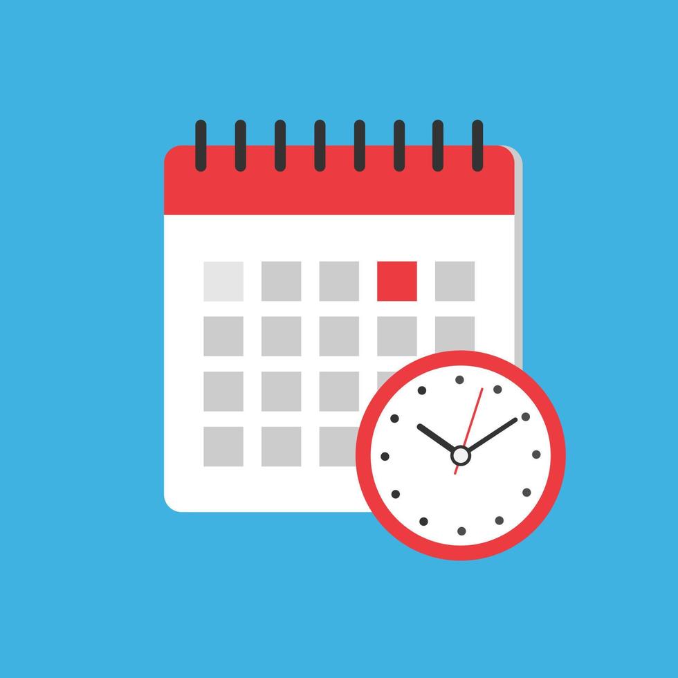 Calendar and clock icon. vector