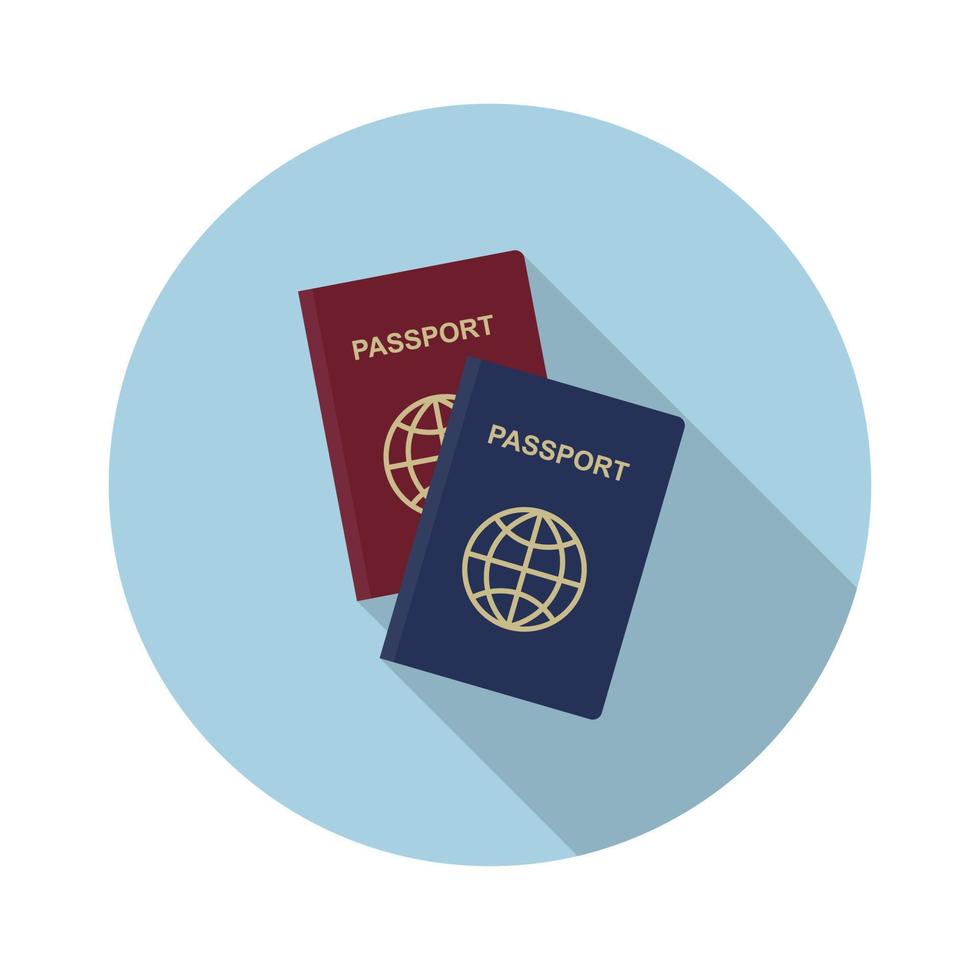 Passport flat icon in two colors of blue and red. vector