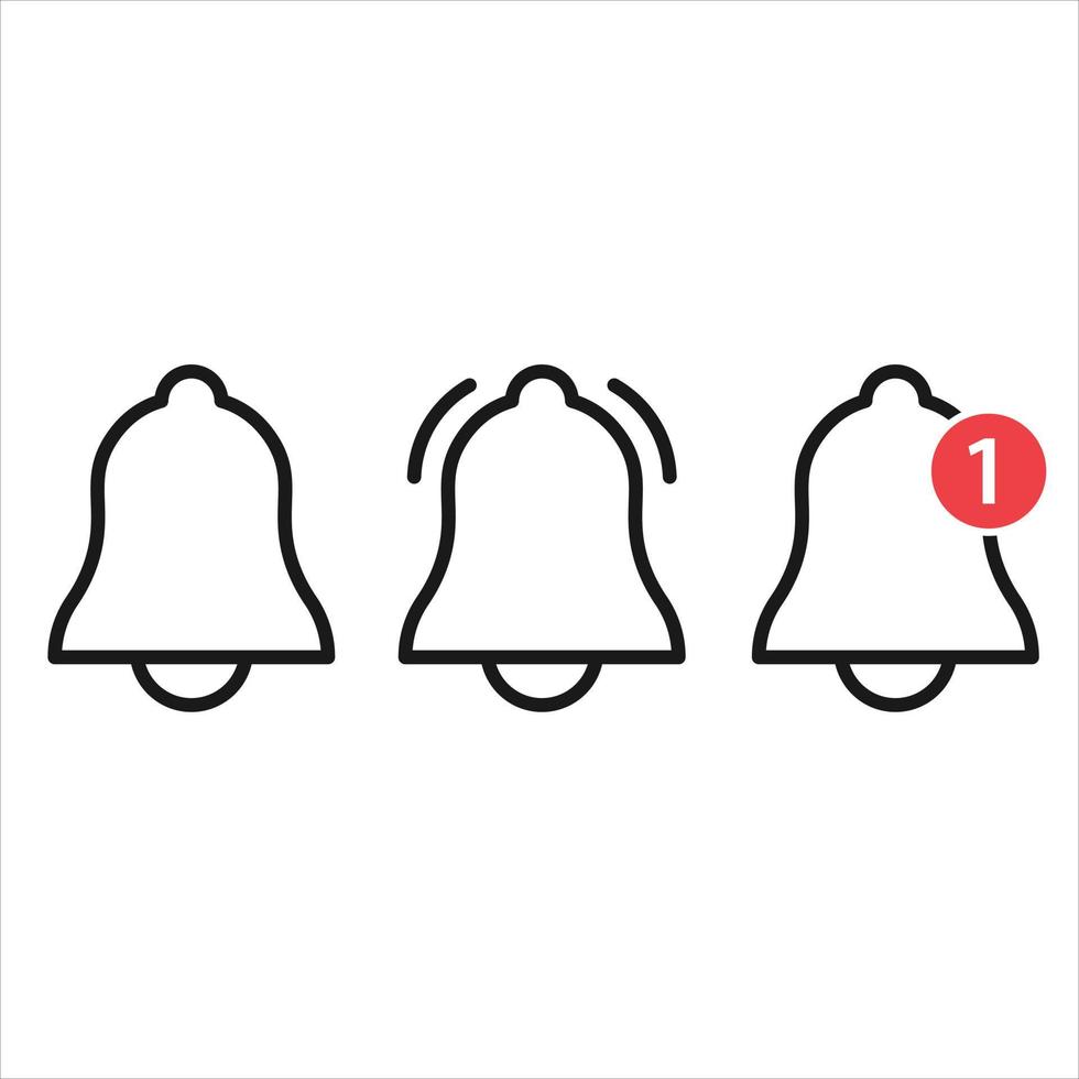 Message notification bell vector line icon for incoming inbox.