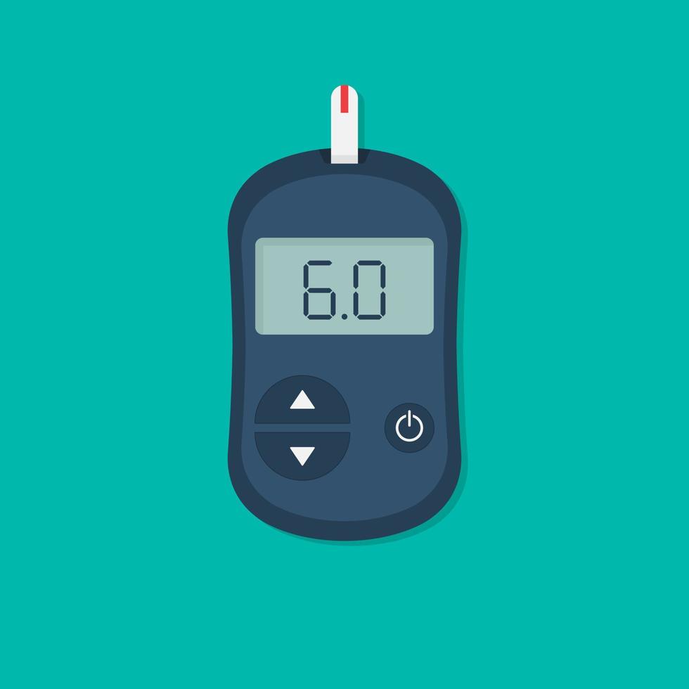 Glucose testing. Glucometer flat style. vector