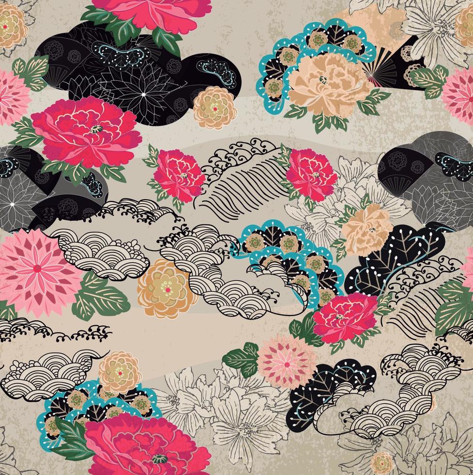 Vintage pattern with oriental style floral motifs, perfect for decoration and textiles vector