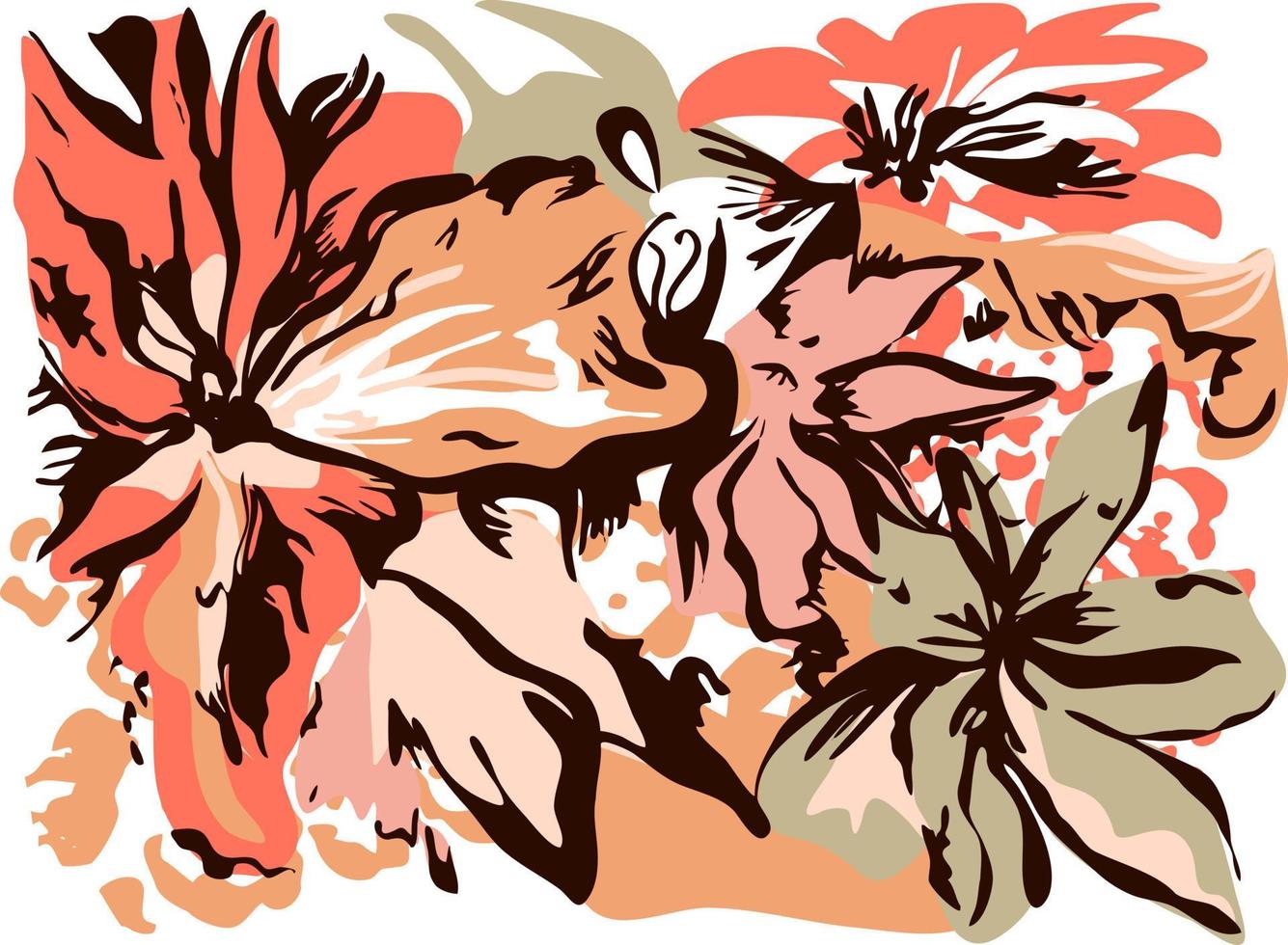 Drawing floral abstract and minimalist perfect for textiles vector