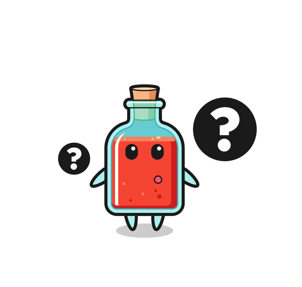 ilustración de dibujos animados de botella de veneno cuadrada con el signo de interrogación vector