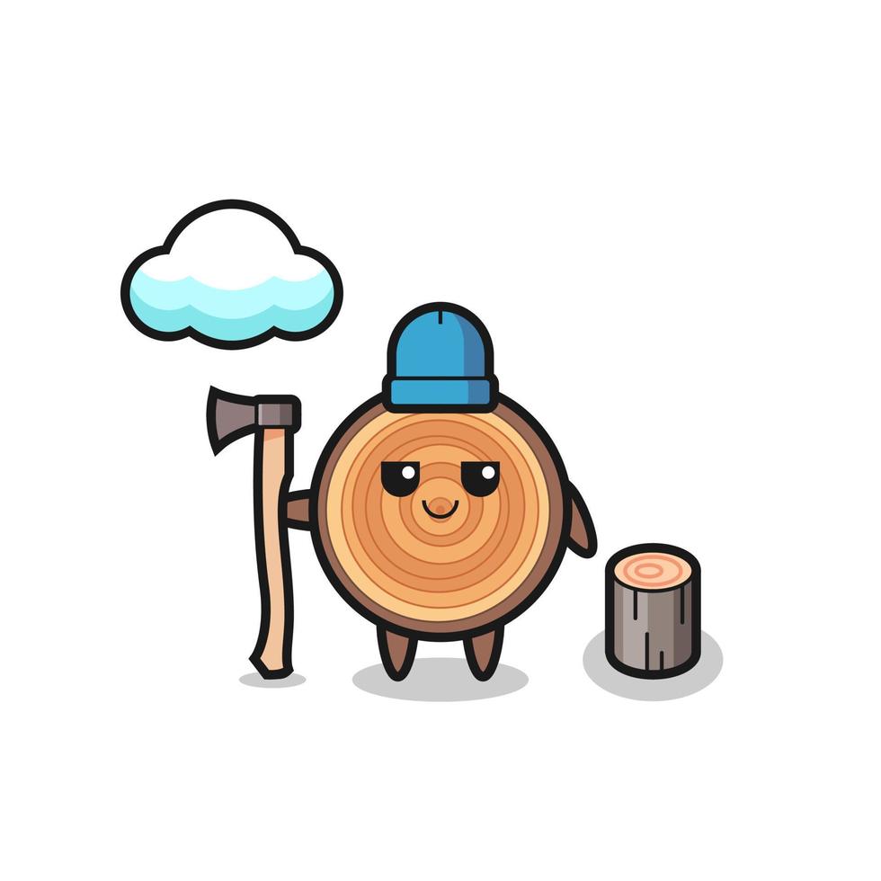 Character cartoon of wood grain as a woodcutter vector