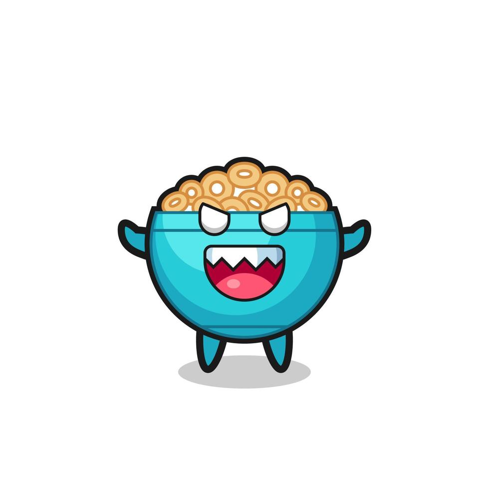 illustration of evil cereal bowl mascot character vector