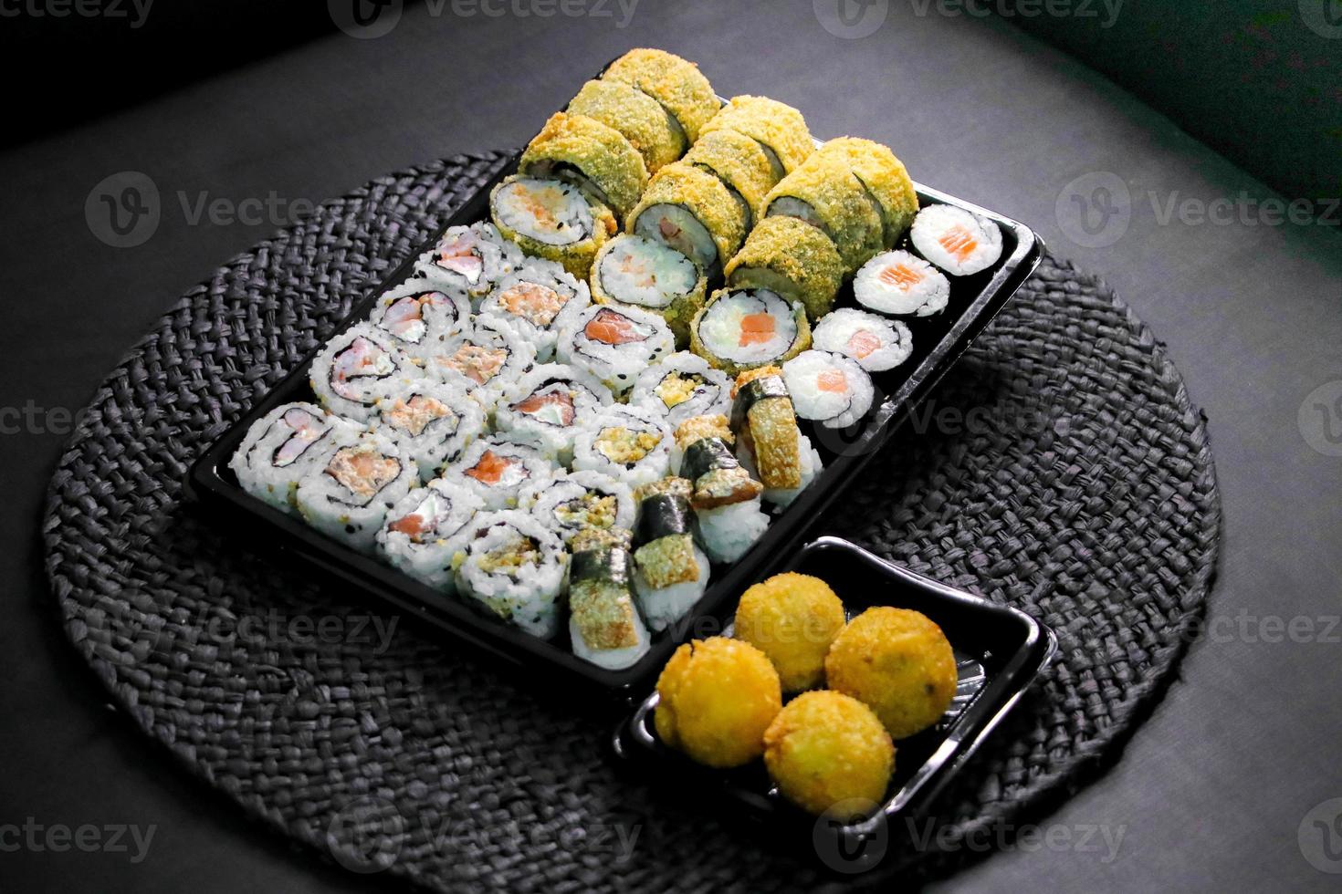 Sushis form top view photo