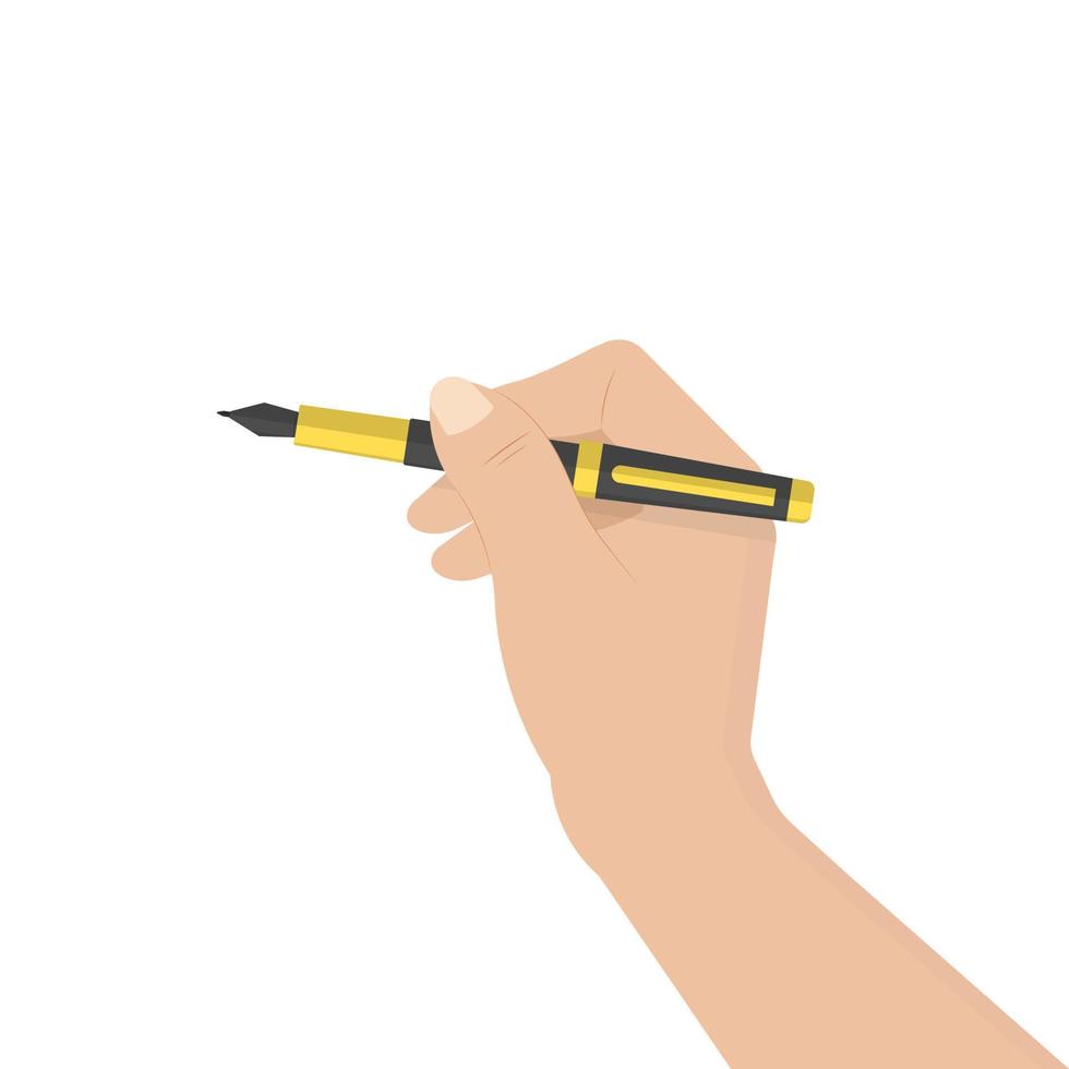 black ballpoint pen in human hand. vector