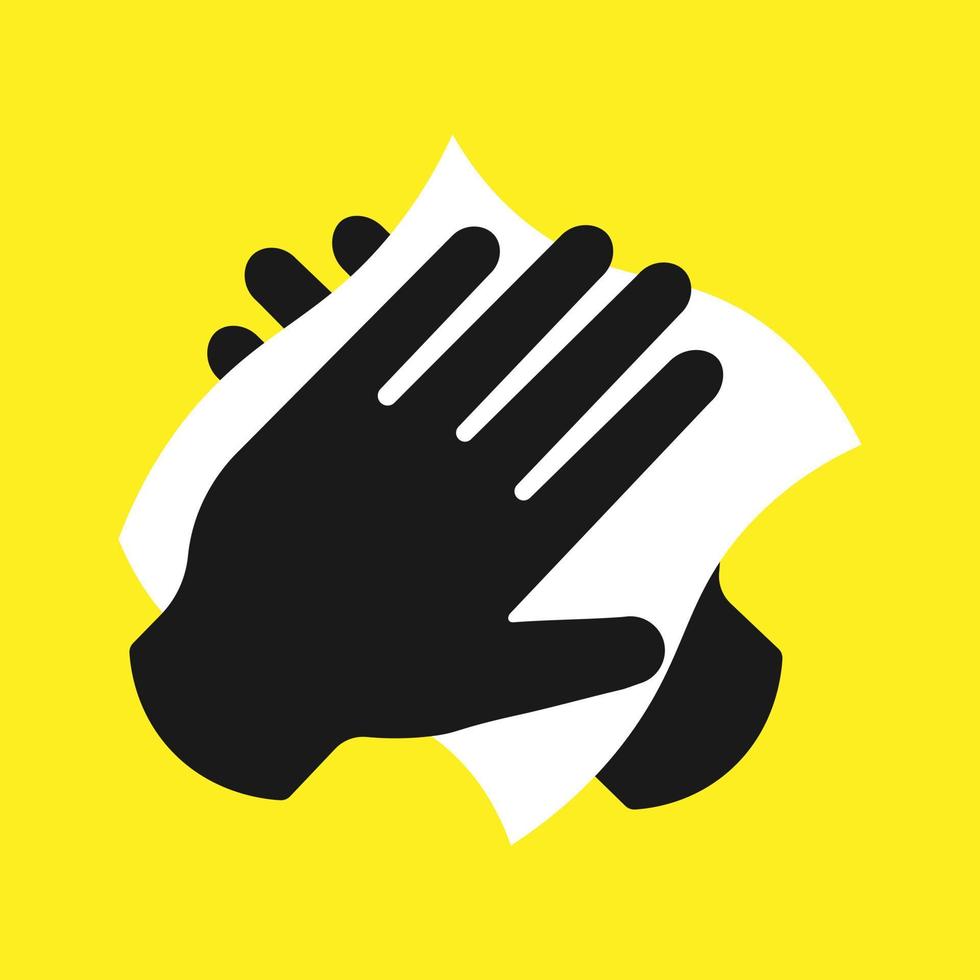 Disinfection skin care. Wipe the skin with a paper towel. To wash hands. Personal hygiene. White napkin. vector
