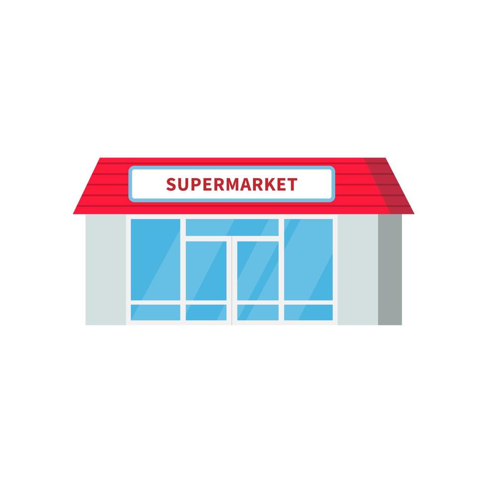 cartoon supermarket or store building in flat style. vector