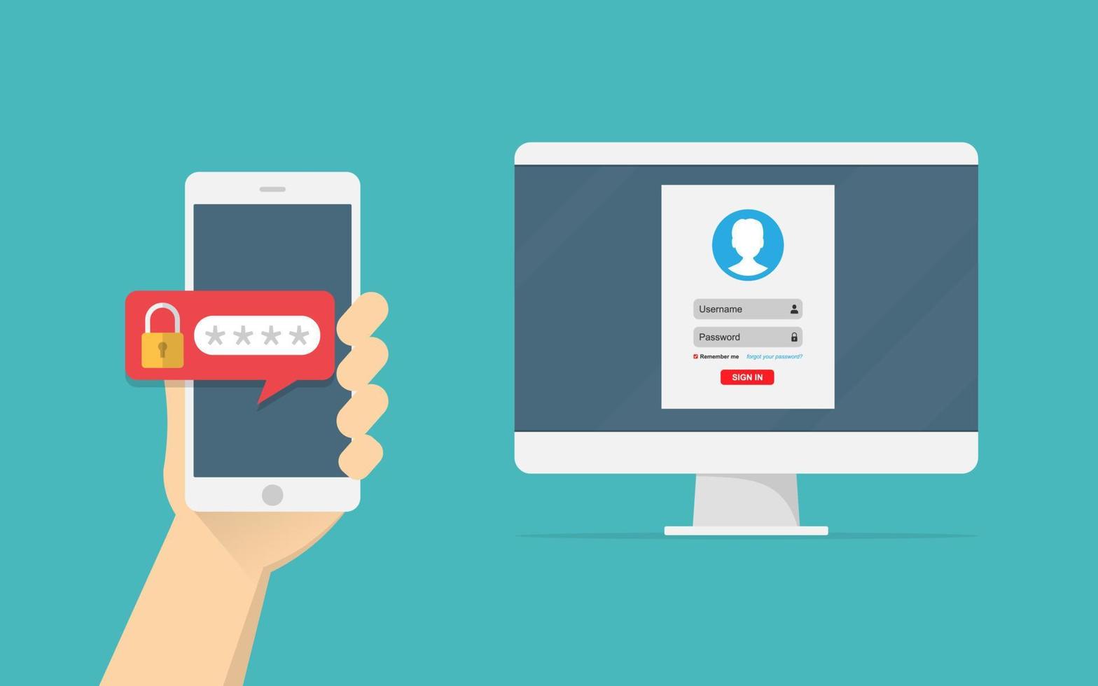 Two step authentication vector illustration