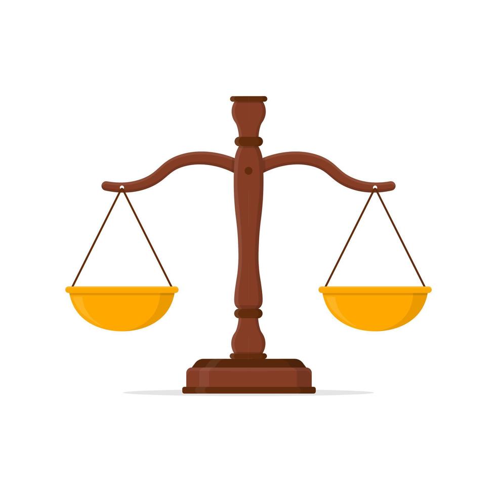 Scales of Justice icon. Symbol of the balance of law. Scales in flat design. vector