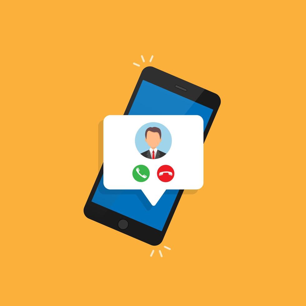 Incoming call on the screen of a smartphone with the image of the caller. vector