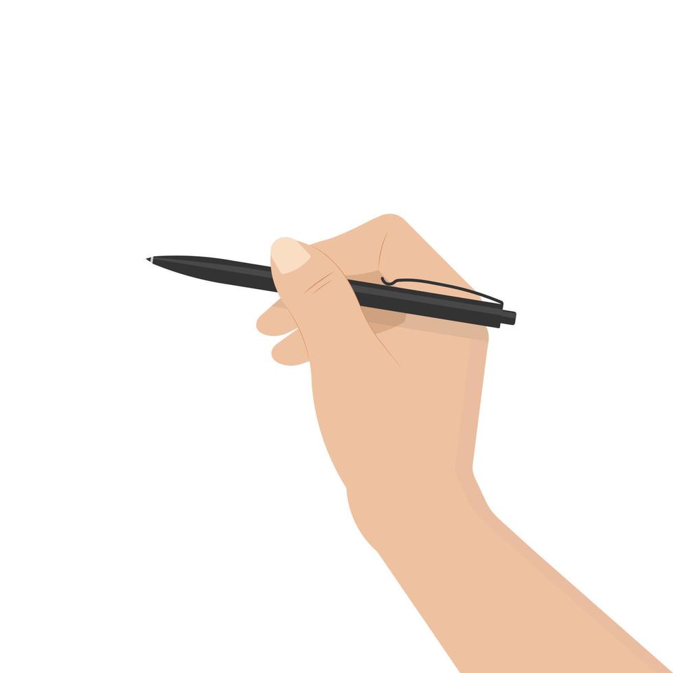 black ballpoint pen in human hand. vector