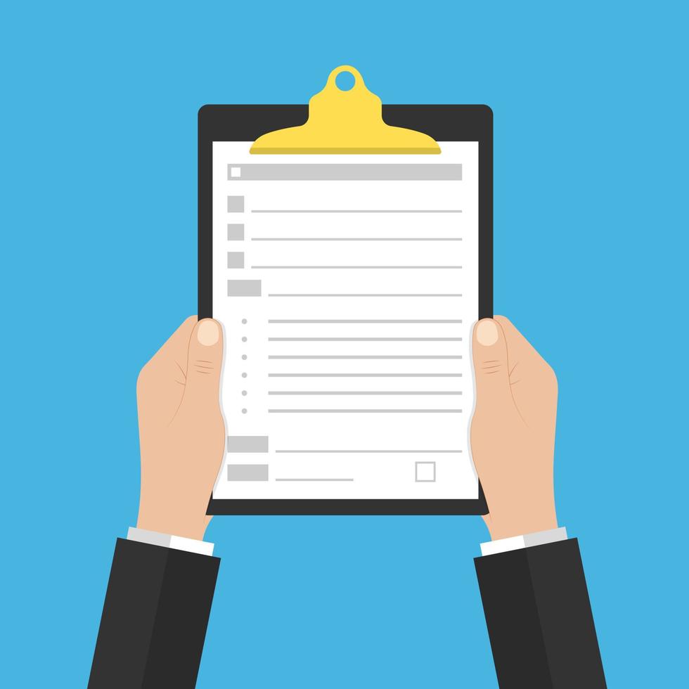 Filling insurance coverage, paperwork, tax. Clipboard with