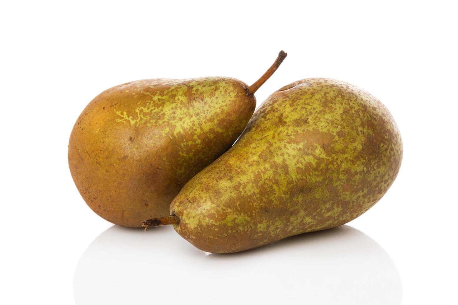 Fresh pears on white background photo