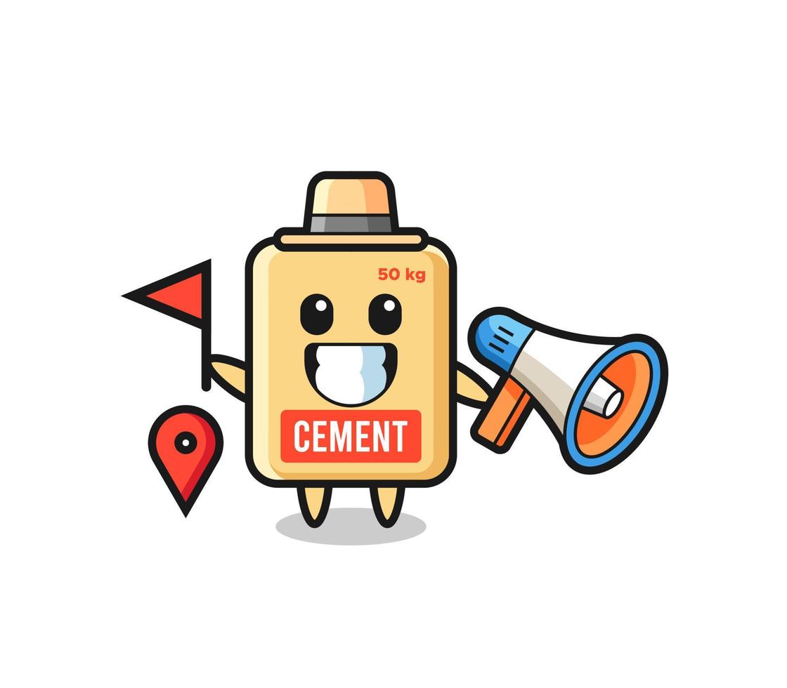 caricatura de personaje de saco de cemento como guía turístico vector