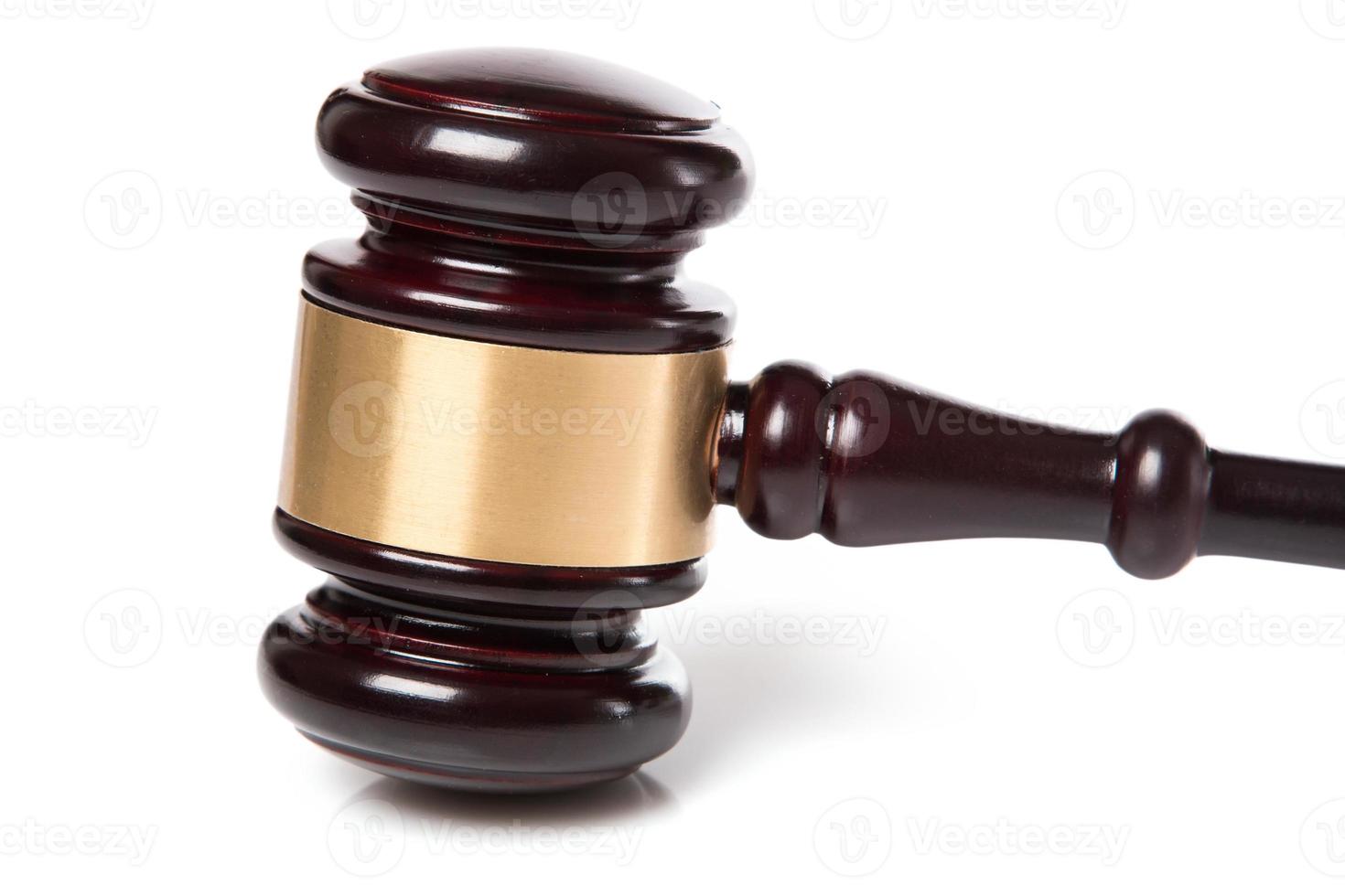 Judge hammer on white background photo