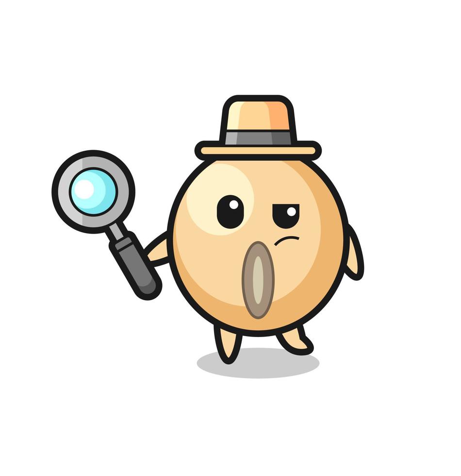 soy bean detective character is analyzing a case vector