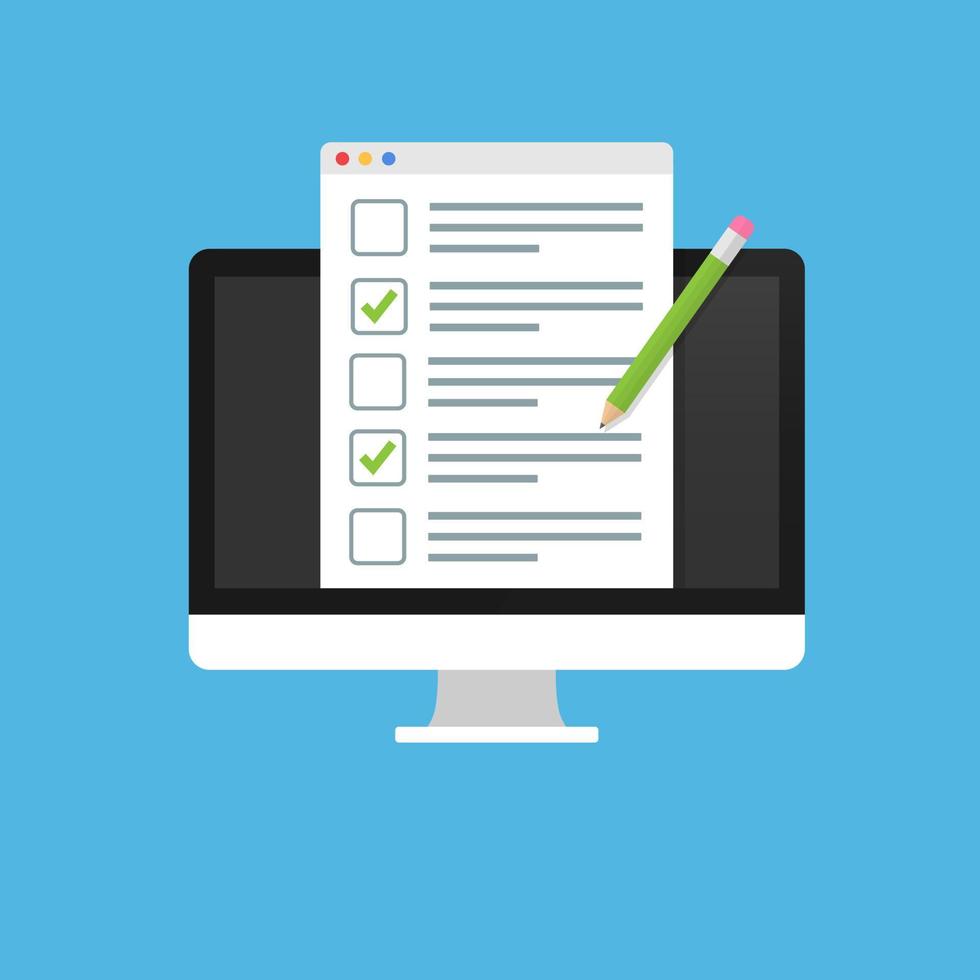 Online exam vector illustration. check marks.