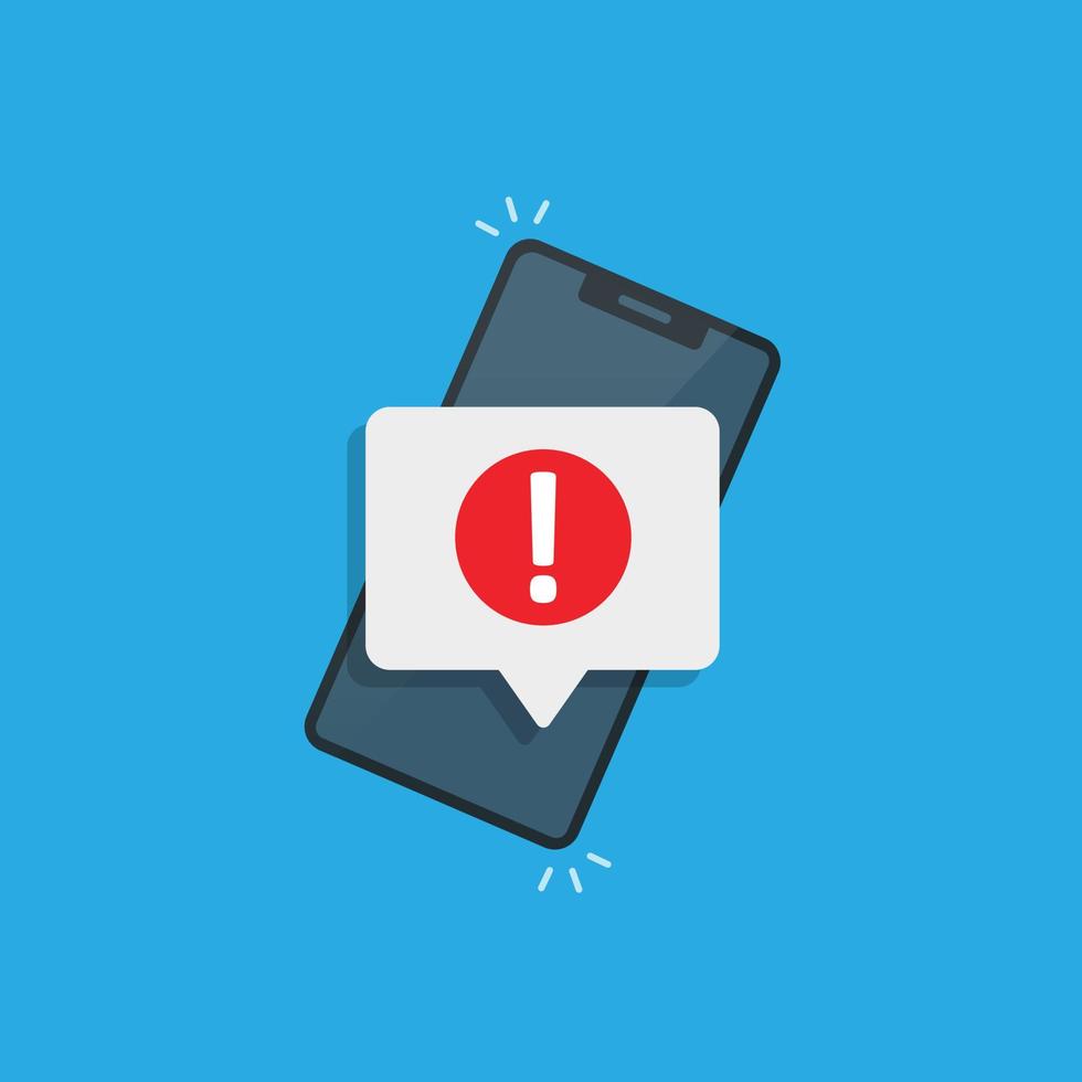 notification on the smartphone screen of an error. vector